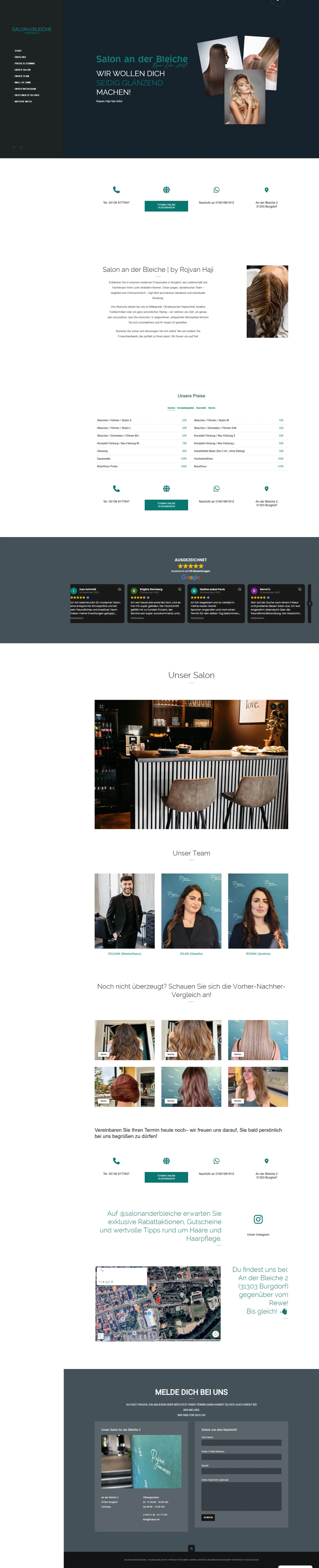 Skjermbilde av Salon an der Bleiche sin gamle WordPress-baserte nettside